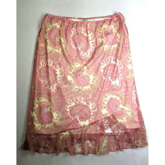 WOMEN'S PINK PAISLEY PRINT SHORT SLEEVE TOP & MIDI SKIRT SET - JBS - SIZE 30W - Picture 7 of 10